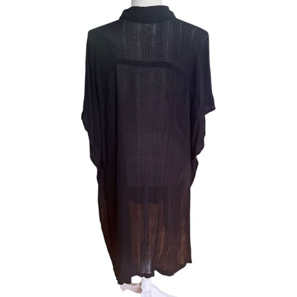 L' Space Anita Black Cover up Button Down Collar Neckline Semi Sheer M/L - Picture 6 of 8